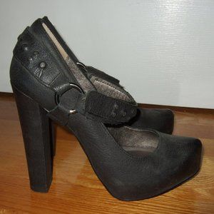 Miss Sixty black leather Mary Jane high heel hidden platform shoes 6 36 sexy